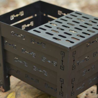 Руновый декорированный огненный котёл. Многофункциональная палаточная дровяная печь, складной угольный огненный котёл, огненная площадка, портативная для походов на природу