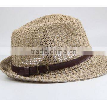 Wholesale Mens Cheap Panama straw hats with Black Ribbon Straw fedora Hats