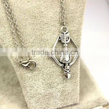 Fashion Jewelry 2015 Zinc Alloy Antique Silver Bow and Arrow Necklace photo-3