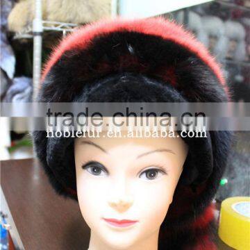 noble fox fur Princess hat with fox tail luxury female headwear