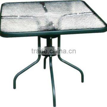 square steel tempered glass table