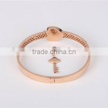 2015 Hot Selling Lock and Key 18K Yellow or Rose Gold Bangle With Diamond For Lover photo-3