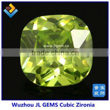 2014 Hot Sale Loose Beads Square Cut Olivine CZ Stone With Wholesale price