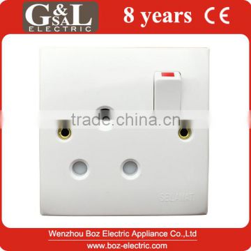 1 gang wall socket with neon/15A Switched socket with light Hot sale Wall Switch, British Standard