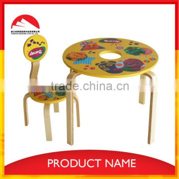 Wooden cartoon design kids dining table and chair set