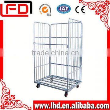 four wheel folding wire roll cages cart warehouse and industrial