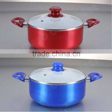 Cheap Hot Aluminum Alloy Casserole with Tempered Glass Lid Large Size Casserole