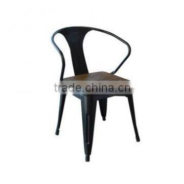 Metal chair with arm with wood seat ANTIQUE DESIGN,HYX-805-12