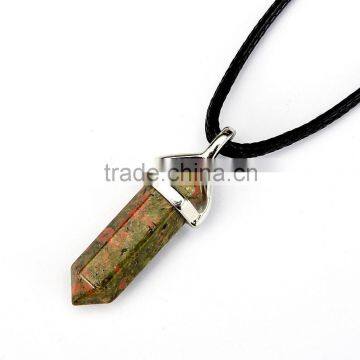 Beautiful 1pcs Unakite Silver Plated Healing Point Gemstone Pendant (Chain is not Included)