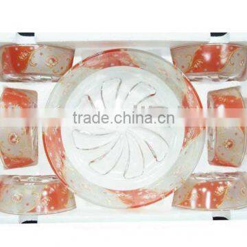 7pcs bowl set with flower design,glass bowl set