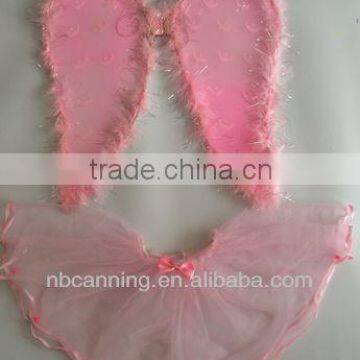 pink feather butterfly /fairy/ wing and yarn skirt carnival dress up party artificial set wholesale