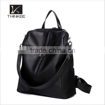 alibaba high quality black leather backpack