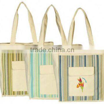 Durable stripe canvas beach tote bag wholesale