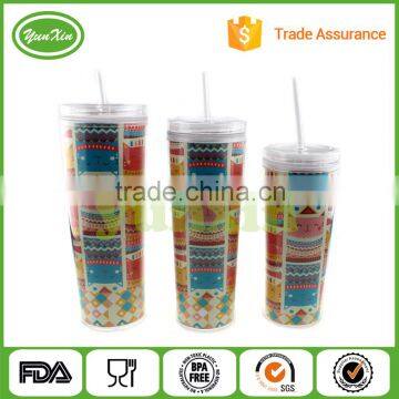 Best selling Plastic FDA,SGS Certification skinny plastic drinking cups with straw