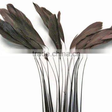Stripped Brown Coque Tails Fringe Rooster Feather Trim photo-2