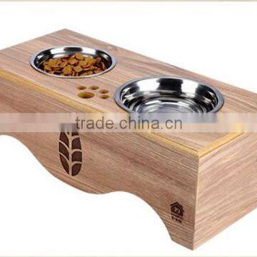 2016 pine woody table two bowls pine dogs and cats stainless steel bowl tables pet table