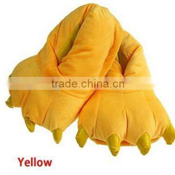 Big Feet Foot Animal Yellow Red Pink Green Black Gray Blue Bear Claw Paw Plush Slippers Home Women Men