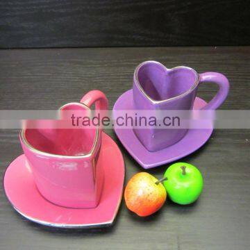 Craft heart-shape coffee cup and saucer set