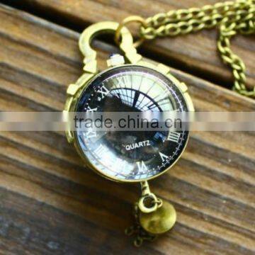 Fashion ladies japan movement pocket watch transparent case and case back