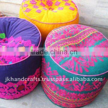 Embroidered Pouf Ottoman Cover