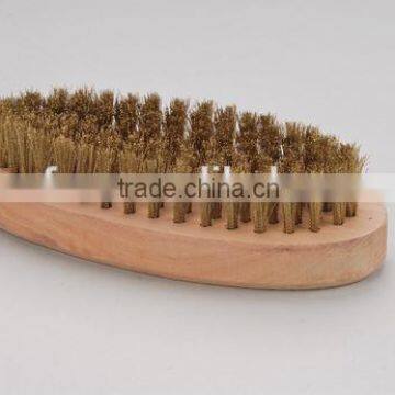 oval wooden brass wire brush