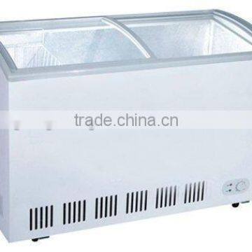 258L Curved Glass Door Chest Freezer with CE RoHS