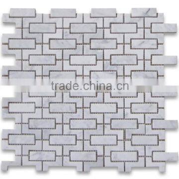 1x3 fretwork interlock marble mosaic tile