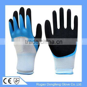 13 Gauge Polyester Shell with 3/4 Nitrile Coating Double Layer Sandy Latex Coated Glove