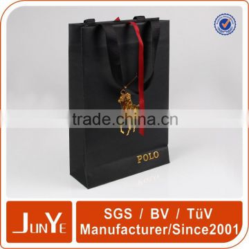 Luxury custom matt black small paper shopping bags