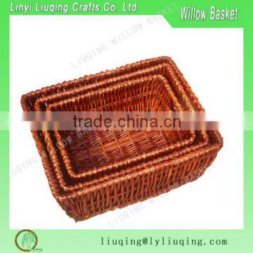 Liuqing chocolate basket dark brown rectangular wicker storage basket decorative willow woven basket