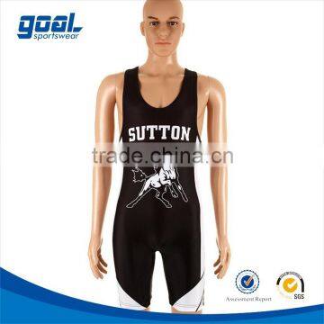 Custom brand usa sublimated blank white black wrestling singlets