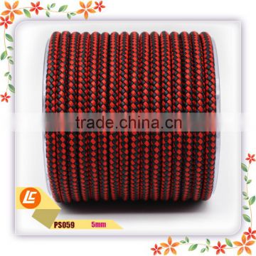 Round Red and Black Leather Braid Cord 5mm