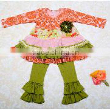 Beautiful Baby Stylish Embroidery Long Sleeve Cotton Dress and Ruffle Pant Kids Clothes photo-2