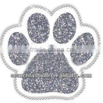 glitter paw with rhinestones heat transfer strass hotfix motif