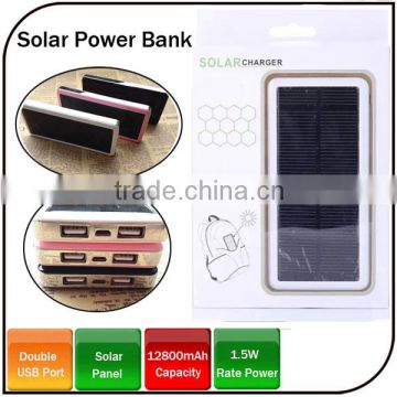 2014 New style portable Dual USB output 12800mAh waterproof solar power bank