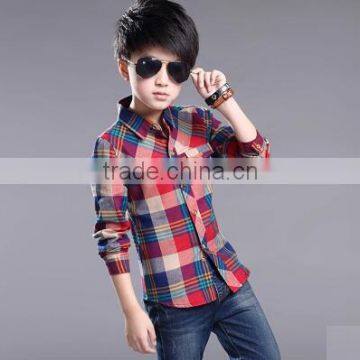 Promotion cotton long sleeve checked flannel child clothes plaid new model shirts boys