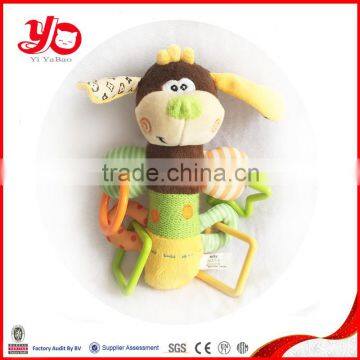 Colorful plush baby toy multi-functional animal plush pendant for babies