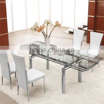 L808A Extendable Glass Dining Table China Glass Dining Table and 6 Chairs