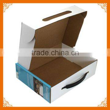 printed corrugated paper box with handle