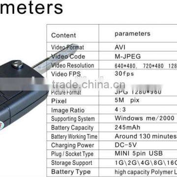 hd 5mp 1280*960 30fps Mini dv Dvr Car Key Hidden Camcorder With USB Interface Longtime Recording Support Insert 16G TF Card photo-2