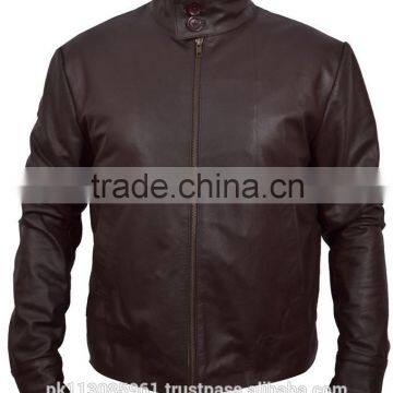 Men brown leather jacket