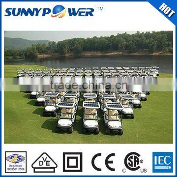 Semi flexible solar panel for golf car