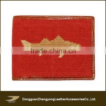 New arrival top quality needlepoint wallet, leather wallet for men with flower