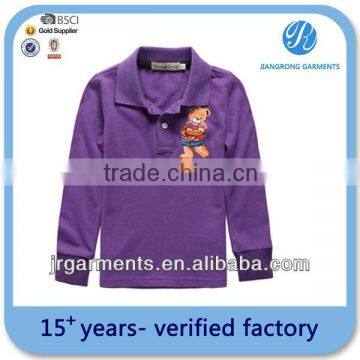 Pique child polo t shirt for long sleeve t-shirt cotton polo t-shirt with EMB