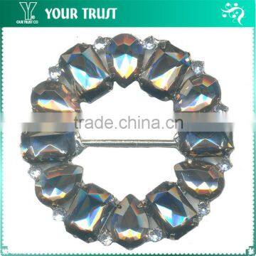 4MM Cystal Rhinestone Grey Acrylic Stone Frame Rhodium Metal Belt Buckle