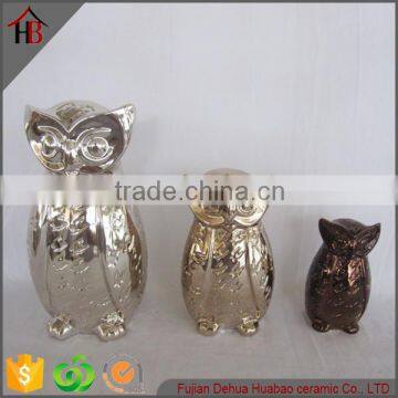 electroplate ceramic owl figurine sculpture