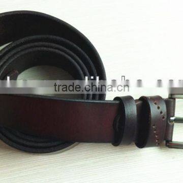 Top layer cowhide genuine leather men's belt pin buckle