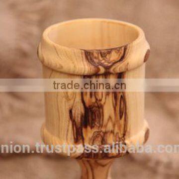 Olive Wood Carved Goblet Wineglass Hand Made photo-3