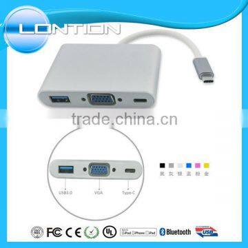 USB-C hub digital av multiport adapter type c to usb3.0 + vga + type c adapter For Apple Macbook 12" & LENOVO ZUK Z1 OTG Nexus 6