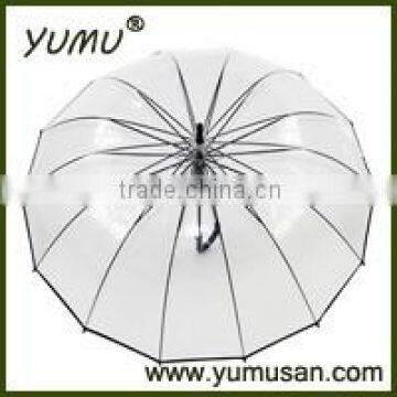 23" 14k Straight Transparent POE Rain Umbrella